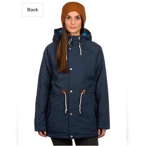 Poler Womens Cedar Down Jacket in Steel Blue Sz S Gorpcore
